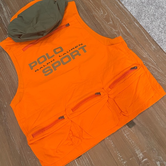 Polo Ralph Lauren Sport RL-67 Hi-Tech Utility Orange Hooded Vest Size M NWT - Picture 5 of 6